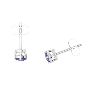 Orecchini a Perno Classici in Argento Sterling 925 con Tanzanite Taglio Trillion da 3,5mm, Geometrici in Oro Rosa con Pietra Naturale - Product Image 1