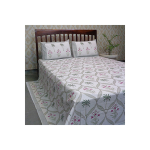 100% Soft Cotton Queen Size <b>Bedspread</b> 2 Pillow Cases Hand Block Printed <b>Floral</b> Well Absorbing <b>Bedspread</b> Wholesale Price for Home - Product Image 1