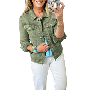 Veste en jean pour femmes, manches longues, design élégant, nouvelle conception, best-seller, respirante, vêtement d'extérieur en jean, vêtement d'extérieur - Product Image 4