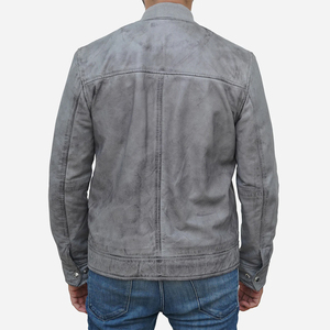 Blouson aviateur de moto coupe ajustée pour hommes vestes en cuir lavables nouveau Style personnalisé hommes camionneur collège vestes pour hommes - Product Image 5