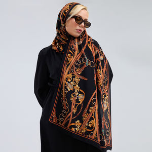 Cinturón de Cadena Dorada con Adornos Barrocos de Lujo, Chal Multifuncional Informal de Seda de Morera 100% Pura con Dobladillo Enrollado a Mano - Product Image 2