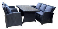 Ensemble de table à manger de restaurant moderne de haute qualité avec 4 chaises, canapé 5 places, table rectangulaire en osier pour usage commercial extérieur, dépliable LANGET