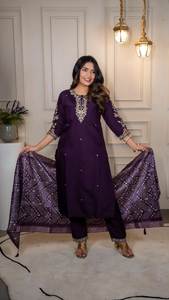 LANZAMIENTO NUEVO ROMAN SEDA FESTIVA DESGASTE KURTI PENT CON HEAVY LICHI DUPATTA SET - Product Image 4