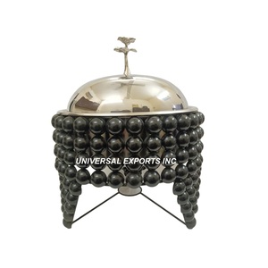 Calentador de alimentos de metal decorativo, cazuela de diseñador hecha a mano de calidad superior, olla caliente de metal elegante clásica - Product Image 1