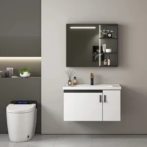 Bathroom Basin Cabinet Set Hot Selling Furniture Aluminum L800mm Modern Rectangle Online Technical Support Vanity Combo Tora