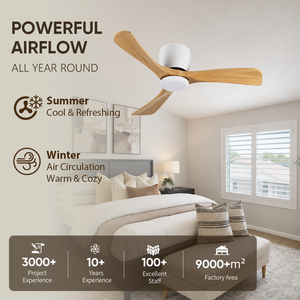 USA In Stock Solid Wood Blade <b>Ceiling</b> <b>Fan</b> 42 Inch No Light Energy Efficient DC Motor with <b>Remote</b> <b>Control</b> Indoor <b>Fan</b> - Product Image 2