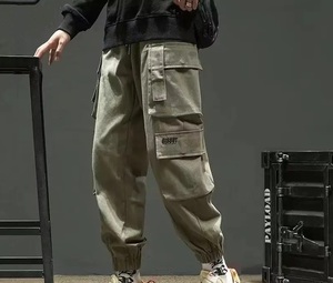 กางเกงออกกำลังกายผ้าฝ้ายออร์แกนิก100% สำหรับผู้ชายกางเกงวิ่งแบบมีหลายกระเป๋ากางเกงออกกำลังกายแบบมี3D - Product Image 2