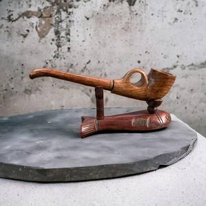 Pipa de Fumar de Madera Curvada de Estilo Lujoso para Cigarros y Tabaco, Acabado Natural, Hecha a Mano, Reutilizable - Product Image 6