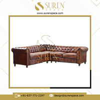 Canapé en cuir long, de qualité supérieure, fabriqué à la main en Inde, design unique, en cuir véritable, pour hôtel, exportateur