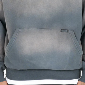 100% Cotton Streetwear Embroidery No String Thermal Hoodies Garment <b>Dye</b> Custom Sun Fade Vintage Washed Customized Hoodie for Men - Product Image 3