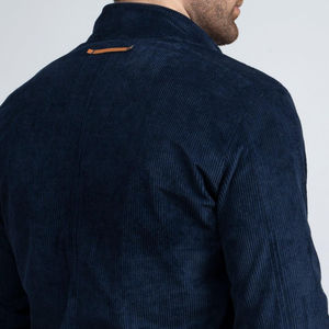 Chaqueta Azul Marino de Pana 100% al por Mayor, Personalizable con Diseño Invernal Bordado, Cierre de Cremallera, Cuello Mao y Logotipo en la Parte Delantera - Product Image 5