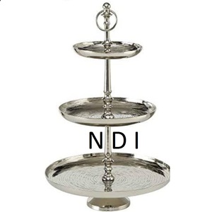 Support à gâteau décoratif pour table de fête de mariage, design élégant et moderne, 3 étages, forme ronde, finition brillante, en métal, pour usage domestique - Product Image 1