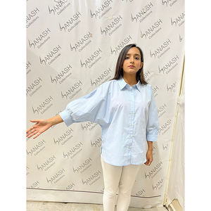 Cómodos vestidos personalizados Ropa de mujer Alta calidad 100% algodón Color sólido Camisa de manga larga para mujer al mejor precio - Product Image 1