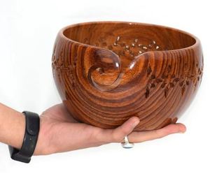 Cuenco de hilo de palisandro hecho a mano, cuenco de tejer pulido con recortes florales del fabricante de la India a precio de venta - Product Image 1