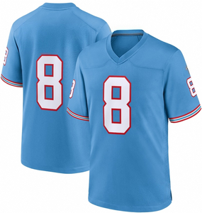 Personalizado naranja azul fútbol americano Jersey equipo uniforme cuello en V corto personalizado número malla transpirable antibacteriano - Product Image 6