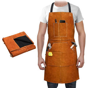 Delantal de trabajo de cuero para metalurgia y fabricación Delantal resistente al fuego con correas de hebilla ajustables - Product Image 2