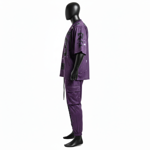 Ensemble pantalon et maillot de sport pour homme, en mesh violet, 180 GSM, polyester léger, impression par sublimation, logo personnalisé, maillot et pantalon en mesh pour homme - Product Image 3
