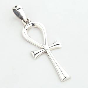 <b>Gold</b> Plated Sterling Silver <b>Ankh</b> Pendant <b>Necklace</b> with Bezel Setting Egyptian Symbol of Life - Product Image 5