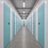 Sistema de Almacenamiento con Puerta Azul Claro, Compartimentos Privados Modernos, Puerta Abatible, Unidad de Almacenamiento Individual