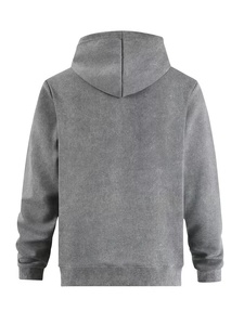 Sweat à capuche streetwear gris avec broderie appliquée, effet vintage délavé et usé, design respirant - Product Image 2
