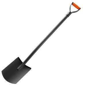 Bêche de jardin à manche en D, lame en métal noir à pointe carrée, manche en alliage d'aluminium de 90 cm, 120-140 cm, revêtement électrophoretique, garantie 3 ans - Product Image 2