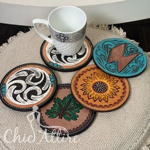 ชุดที่รองแก้วหนังแท้สำหรับดื่มเครื่องดื่มแบบชาวตะวันตกของขวัญตกแต่งบ้าน - Product Image 1