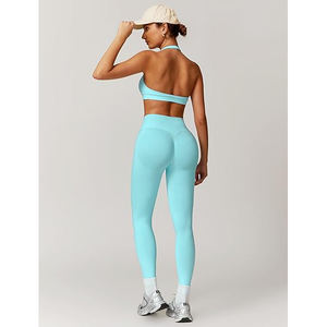 Ensemble de fitness, soutien-gorge de yoga sans couture et leggings taille haute, extensible, respirant, léger, pour femmes, entraînement - Product Image 3