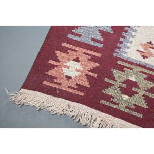 พรมตุรกีวินเทจ ขนาด 3.9x5.8 ฟุต (120x176 ซม.) ลายตารางสีแดงเบจ - Product Image 3