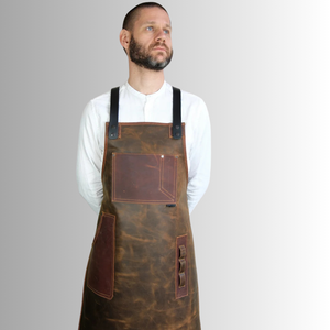 Delantales de carnicero de cocina para barbacoa de cuero genuino de grano completo de alta calidad para hombres y mujeres Ropa de cocina Premium - Product Image 1