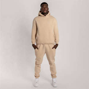 Vente en gros de survêtements simples en coton épais survêtements personnalisés à capuche deux pièces survêtements pour hommes - Product Image 2