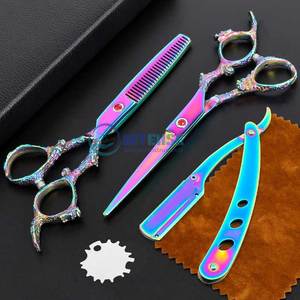 Juegos de tijeras de corte de pelo profesional, tijeras de adelgazamiento multifuncionales, tijeras rectas, herramientas de salón de acero inoxidable - Product Image 1