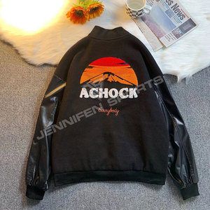 Custom Color Chenillie Embroidery Patches Varsity Jacket,Shell <b>Wool</b>,PU Leather Sleeves,Button's Closing,Inside <b>Quilted</b> Lining - Product Image 4