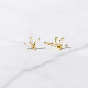 Daryl-Ann Petal Stud Earrings <b>Floral</b> Dainty Studs Minimalist Flower Jewelry 925 Silver Gold Plated Gift For Her - Product Image 3