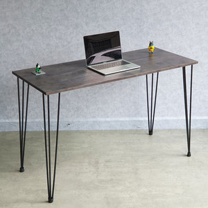 Modern 120x50cm Rubberwood Office <b>Desk</b> with Hairpin Iron Legs and Drawer <b>Solid</b> <b>Wood</b> and Metal Design SPD68213 - Product Image 2