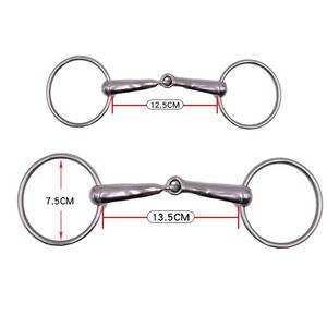Embouchure de rênes pour cheval à double articulation de qualité supérieure, en argent et cuivre, avec quincaillerie en laiton, rouleau de mastication pour la bouche, anneaux en acier inoxydable - Product Image 3