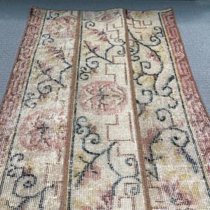 Vintage Rug, Small 2x3.2 ft Turkish Rug, <b>Brown</b> Red Ikat <b>Wool</b> Rug - Product Image 4