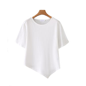 Camiseta de verano para mujer, Camiseta holgada informal con cuello redondo, camiseta de manga corta con tu logo, venta al por mayor - Product Image 1