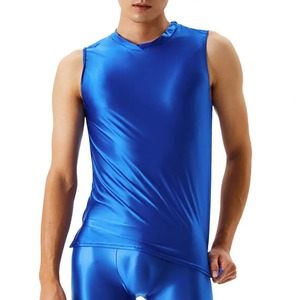 Sous-vêtement de sport pour homme, coupe ajustée, brillant, sans manches, en coton et bambou, personnalisable, tricoté, respirant, séchage rapide - Product Image 2