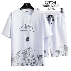 Conjunto de ropa deportiva de verano para hombre, Top fino transpirable y de secado rápido con pantalones cortos deportivos, lavado térmico - Product Image 1