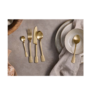 Juego de cubiertos de latón de color dorado de diseño exclusivo para utensilios de cocina para servir alimentos Cuchara de cubiertos de acero con espejo a buen precio - Product Image 4