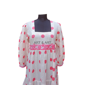 Hermoso vestido Midi de algodón puro para mujer, bloque de mano indio, estampado Floral, cómodo y ligero, húmedo, informal, vestido de fiesta - Product Image 2