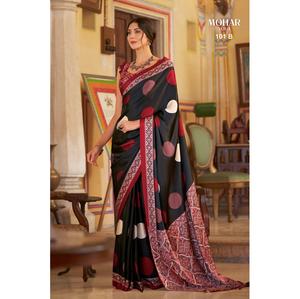 ชุดส่าหรีผ้าซาตินสไตล์อินเดียสำหรับปาร์ตี้งานแต่งงานงานปาร์ตี้ - Product Image 1