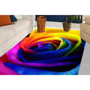 พรมพิมพ์ลายกุหลาบหลากสี, พรมห้องนั่งเล่นขนาดใหญ่ลายดอกไม้เชนิลล์แบบสั่งทำพิเศษ, พรมบางแบบไม่ถักทอ - Product Image 2