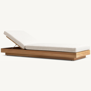 เฟอร์นิเจอร์เตียงอาบแดดสไตล์โมเดิร์น ทำจากไม้สัก พร้อมเบาะนุ่ม ปรับระดับความสูงของพนักพิงได้ - Product Image 2