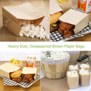 Bolsas de papel marrón para aperitivos, bolsas de papel Kraft a prueba de grasa, reciclables y biodegradables, bolsas de papel marrón pequeñas para palomitas de maíz - Product Image 5