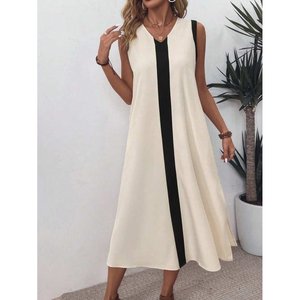 Vestido Maxi Aerobin Elegante de Jane para Mujer, con Tirantes, Cuello en V, Detalle de Franja Frontal y Abertura Lateral, para Verano Informal - Product Image 2