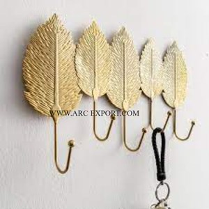 Hammered Work Green Color Leaf Shape Wall Hanging <b>Towel</b> Hooks Classic Top Selling Handmade Wall Mounted Hook and Hanger Kitchen - Product Image 3