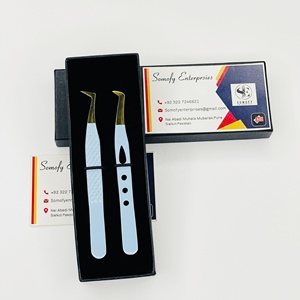 Pinzas de Acero Inoxidable Sólido para Extensión de Pestañas, de Alta Calidad, Duraderas, Precisas, Color Azul Cielo y Dorado, Venta al Por Mayor - Product Image 6