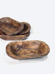 <b>Vintage</b> Small Wooden Dough Distressed Hand-Carved Farmhouse Decorative Bowl for Home Office - Product Image 4