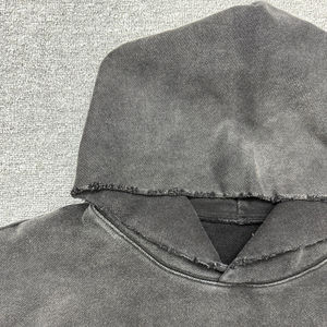 Sweat à capuche ample en molleton personnalisé 100% coton respirant, fermeture éclair satinée surdimensionnée, motif uni brodé, fermeture éclair régulière, hiver - Product Image 5